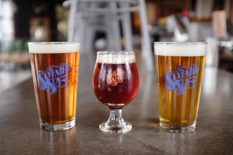 10 (Actually) Great Local IPAs 6 Three glasses of Seventh Son brewery beer in different styles and colors