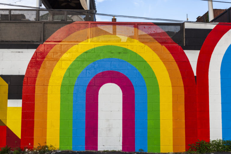 The 14 Best Places To Snap An Amazing Instagram Pic In Columbus 14 Vibrant rainbow arch mural painted on white brick building wall