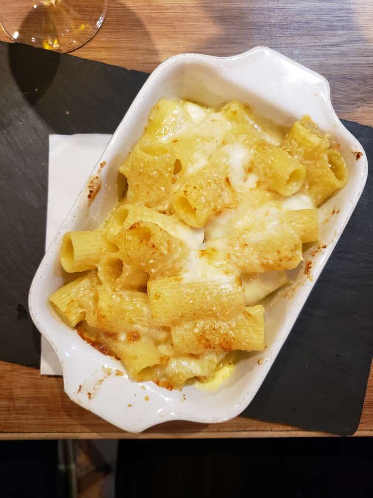 A bowl of mac and cheese