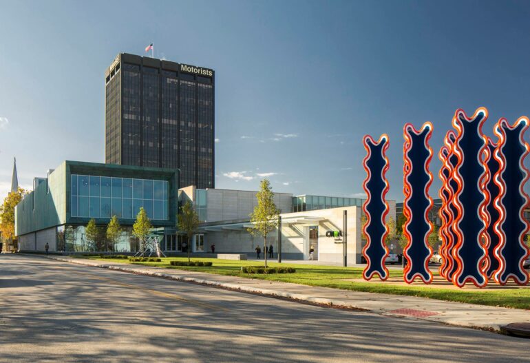 Columbus Museum Of Art Will Offer Free Admission To Anyone 25 And Under 2 Exterior of the Columbus Museum of Art with colorful sculptures out front