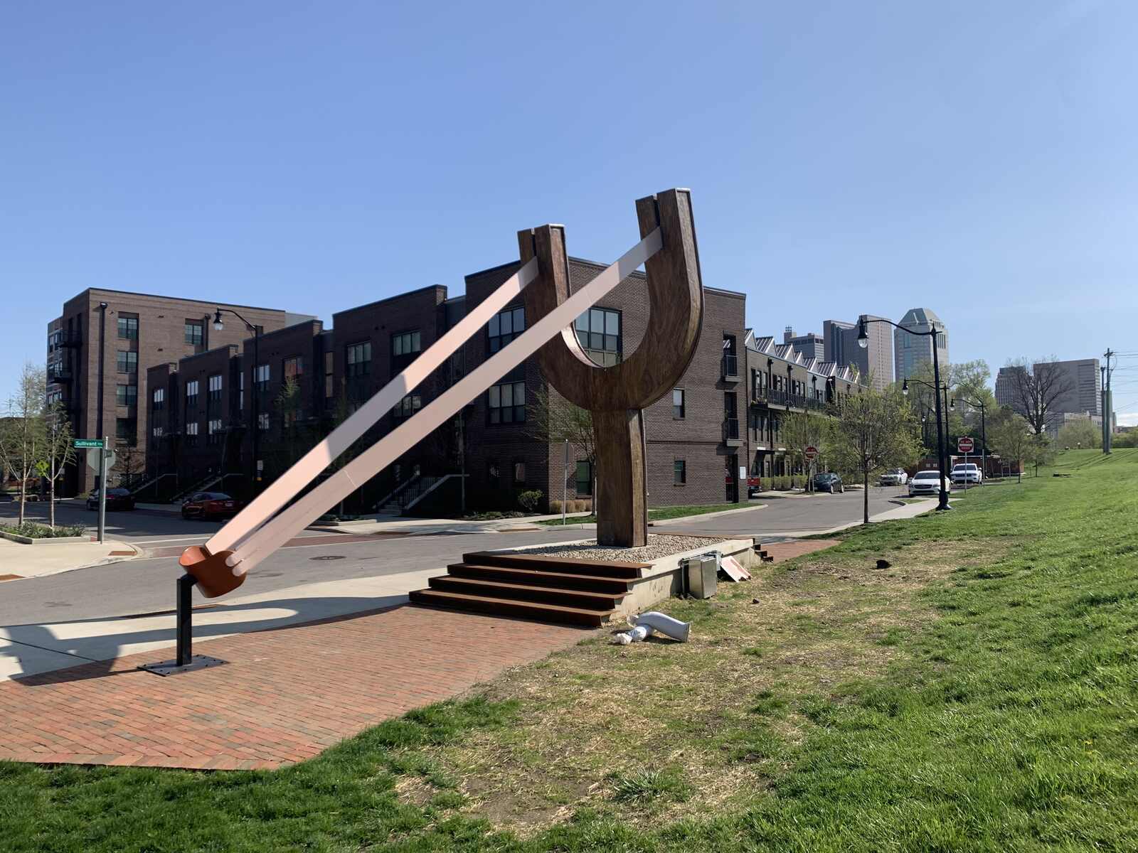 giant slingshot sculpture 