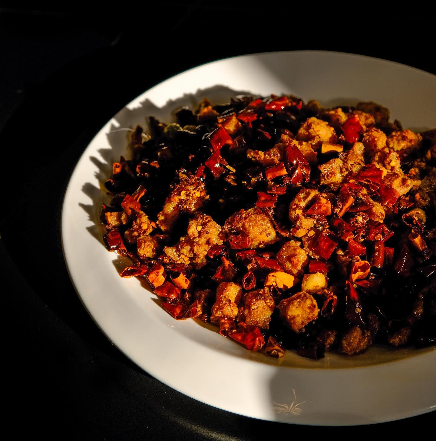 plate of chicken with peppers