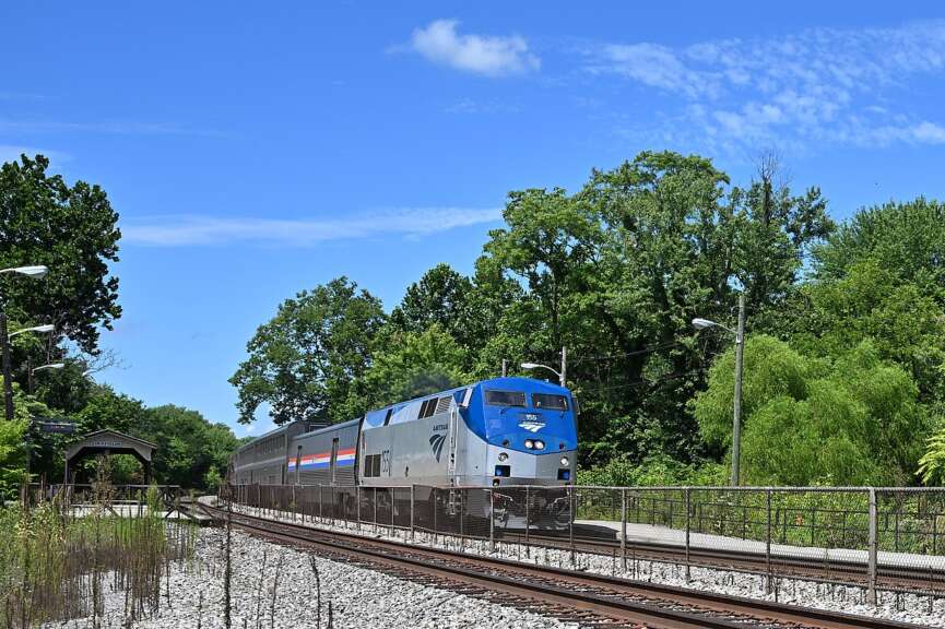 amtrak train on tracks