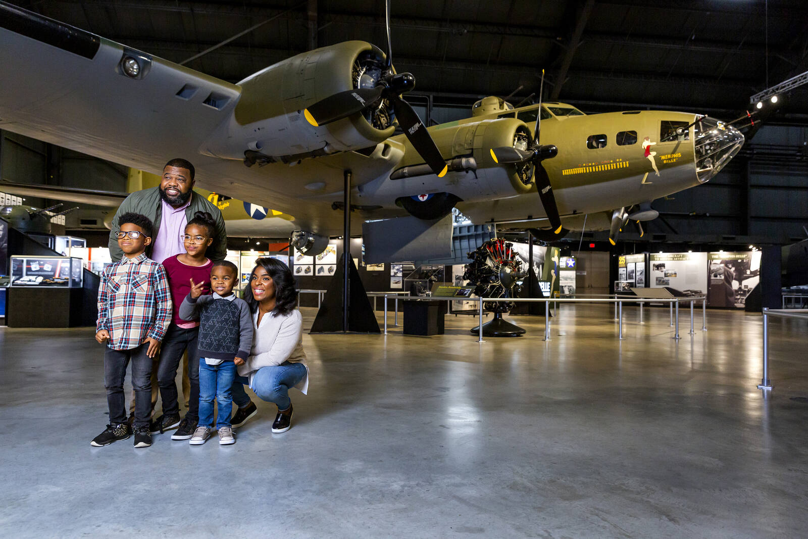 Family posing at U.S. Air Force Museum