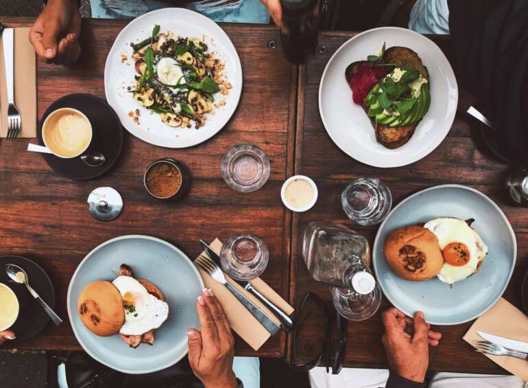 people eating at restaurant
