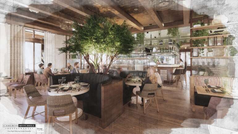 A New Mediterranean Fine Dining Gem From CMR Is Headed To Easton 6 interior rendering of Del Mar