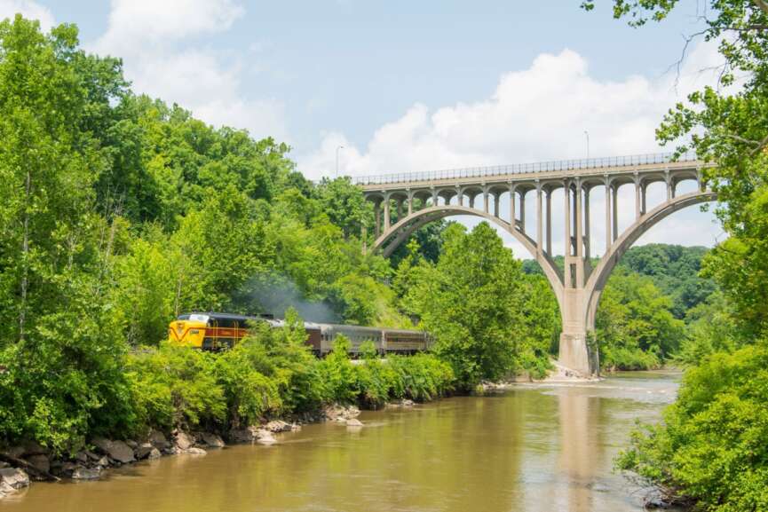 train by river cuyahoga valley scenic railway