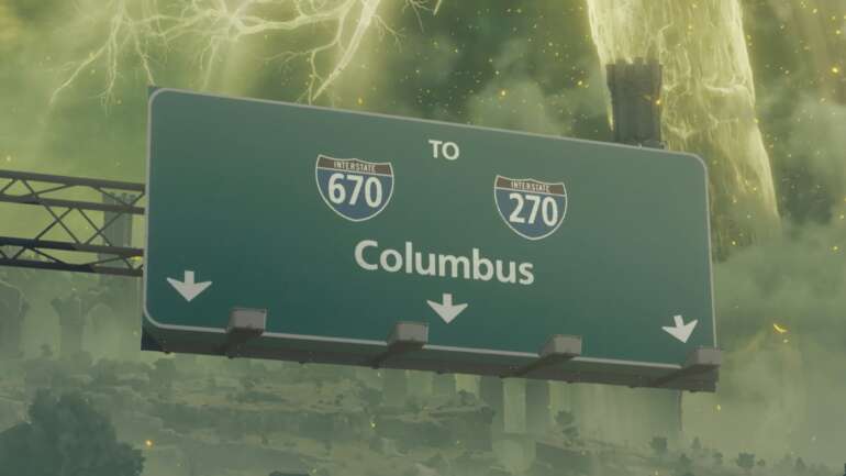 14 Ohio Memes Every Ohioan Can Relate To 3 Highway sign for I-670 and I-270 to Columbus styled like Elden Ring