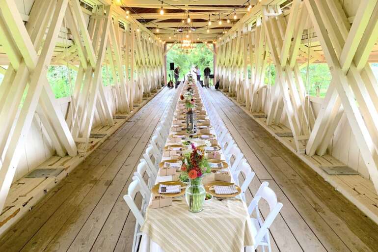 This Is The Most Enchanting Dinner Spot in Ohio You’ve Never Heard Of 3 dine on a covered bridge table setting