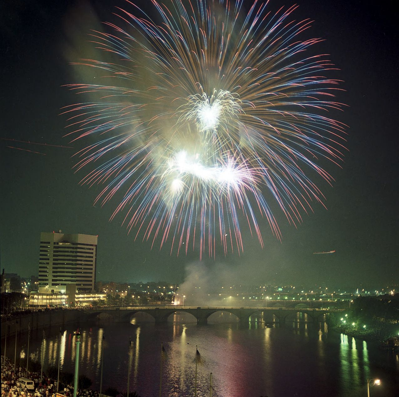 Red, white, and blue fireworks for Red, White, & Boom 1985