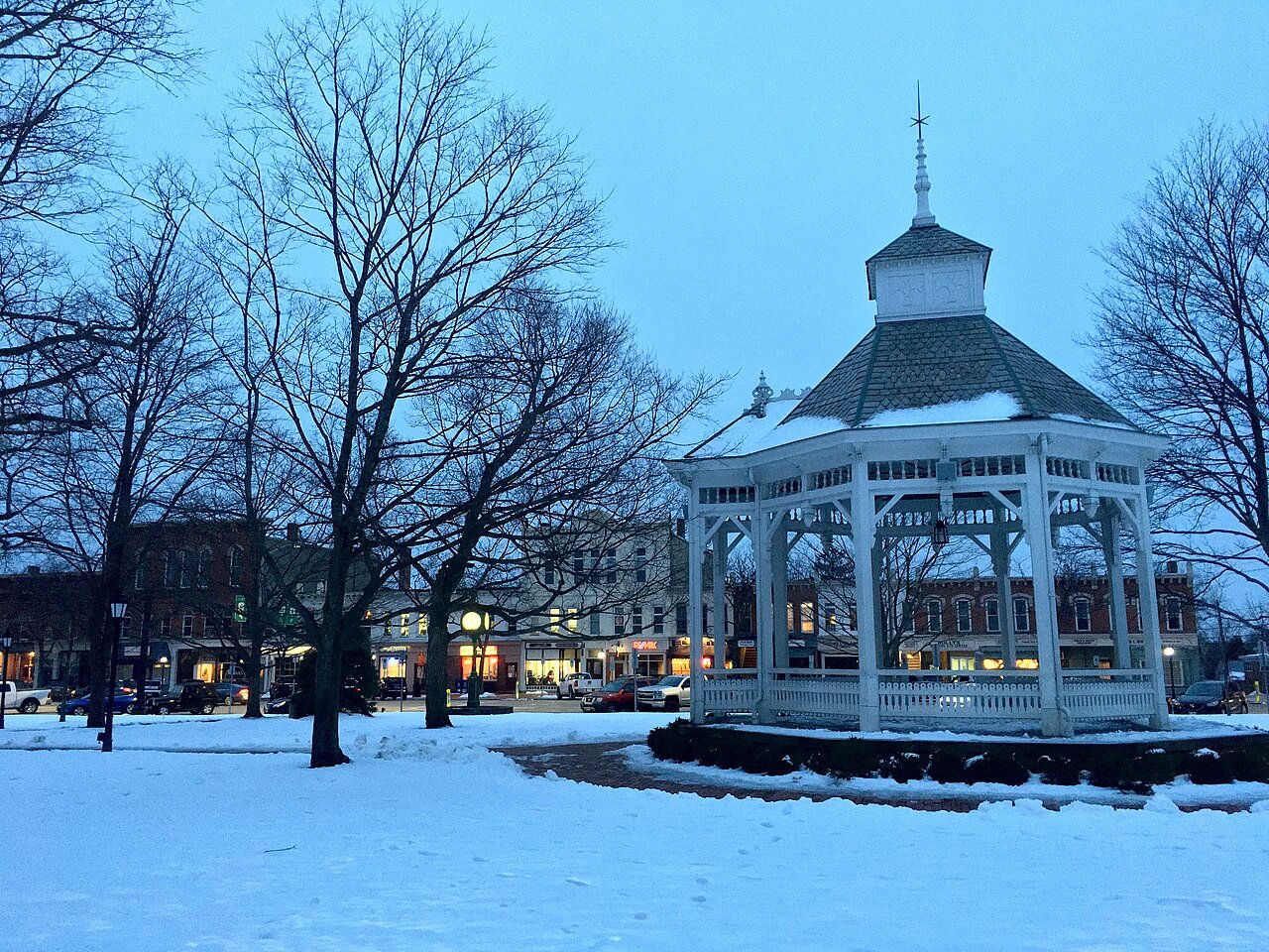 snow covered gazebo in chardon