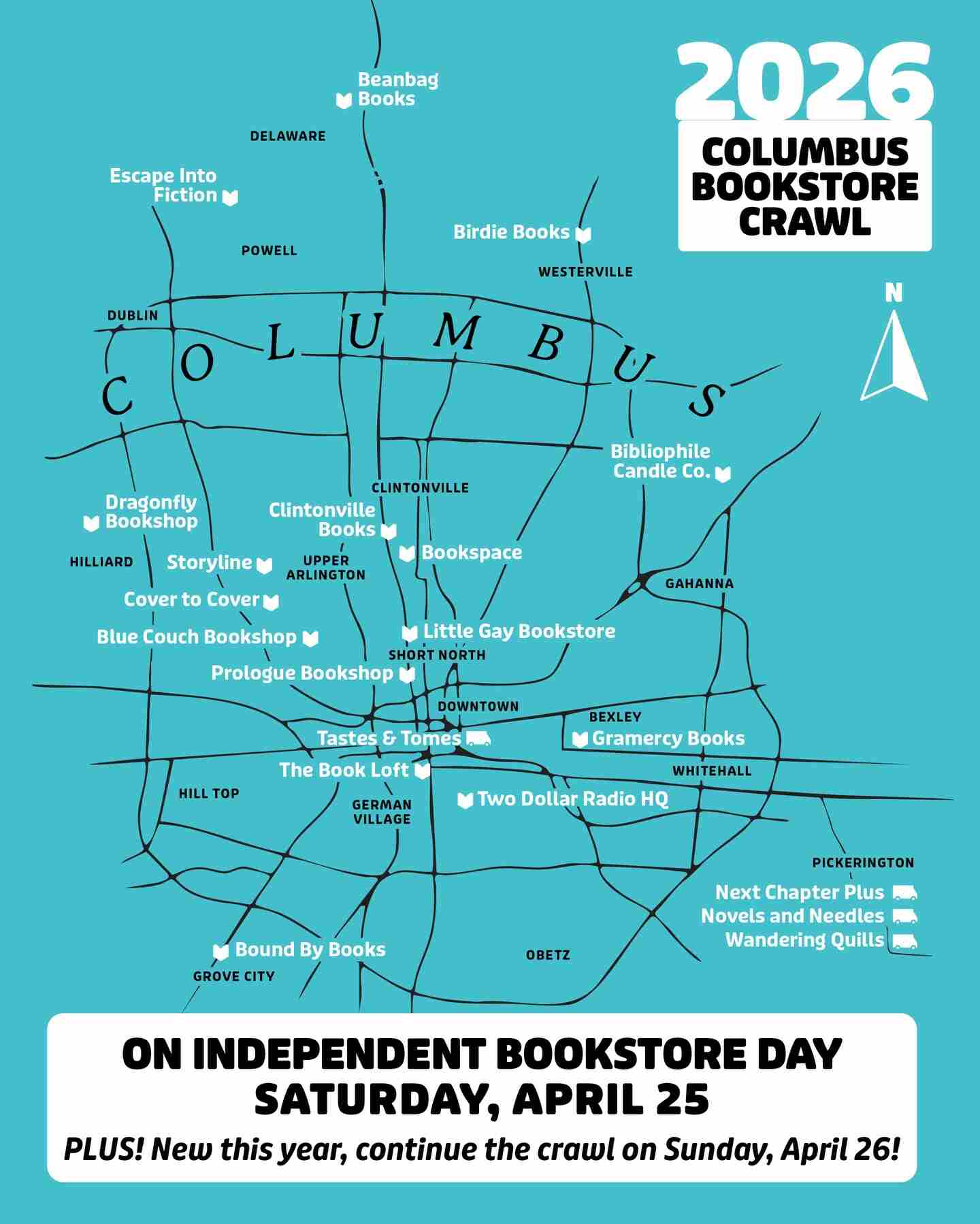 columbus bookstore crawl map