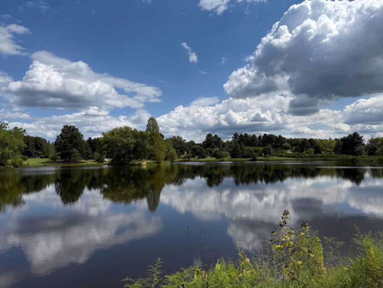 Dawes Arboretum Is The Day Trip For Anyone Looking For A Little Magic In Their Life 9 blue sky reflecting in lake water