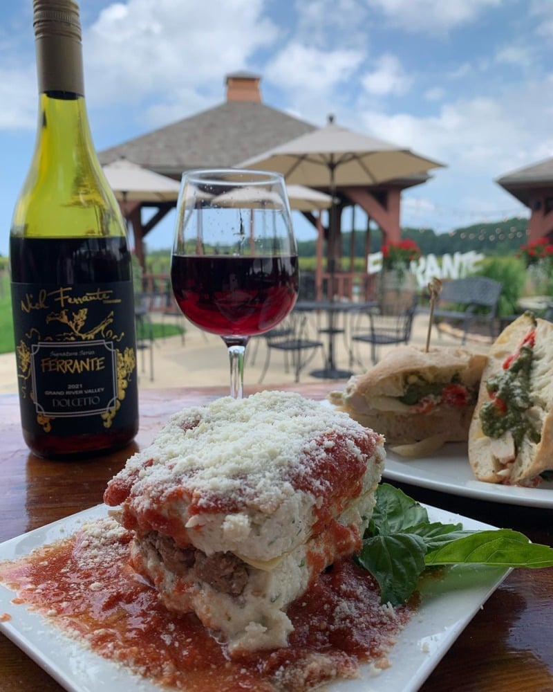 wine and food at ferrante