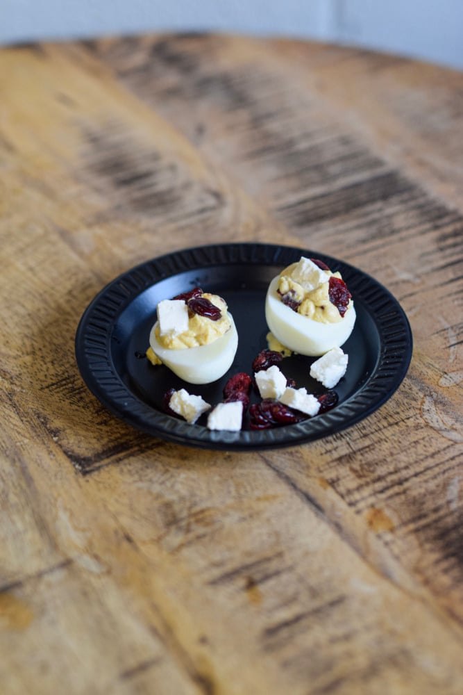 cranberry feta deviled egg