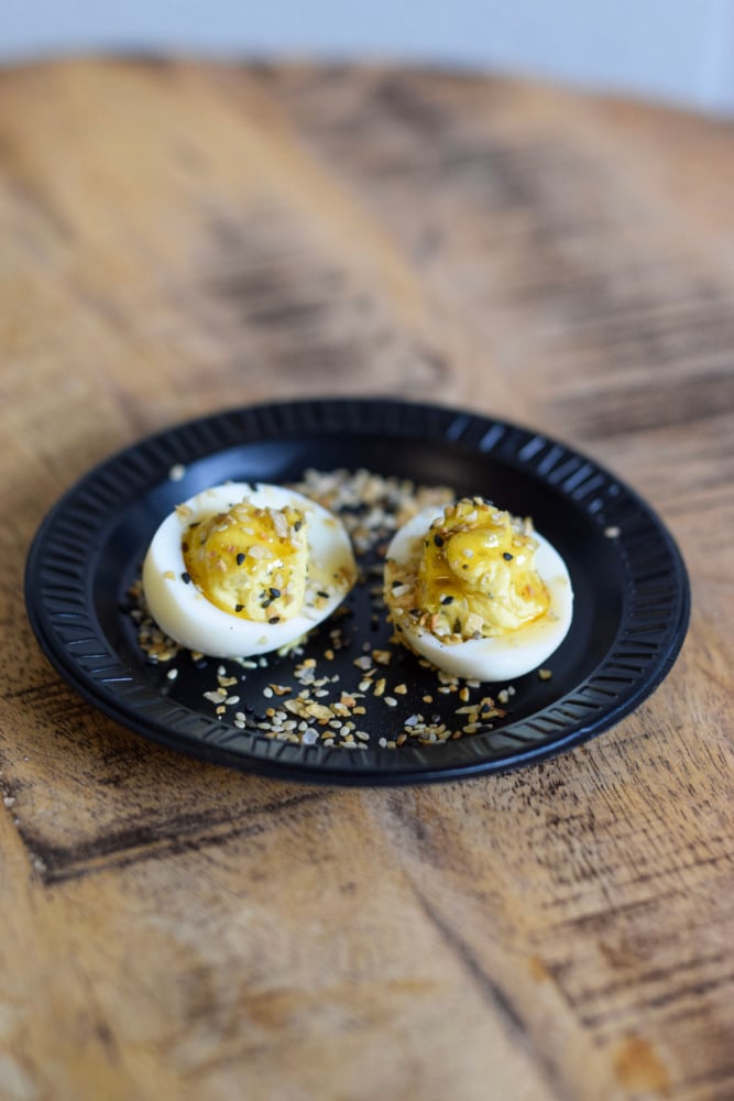 hot honey everything deviled egg