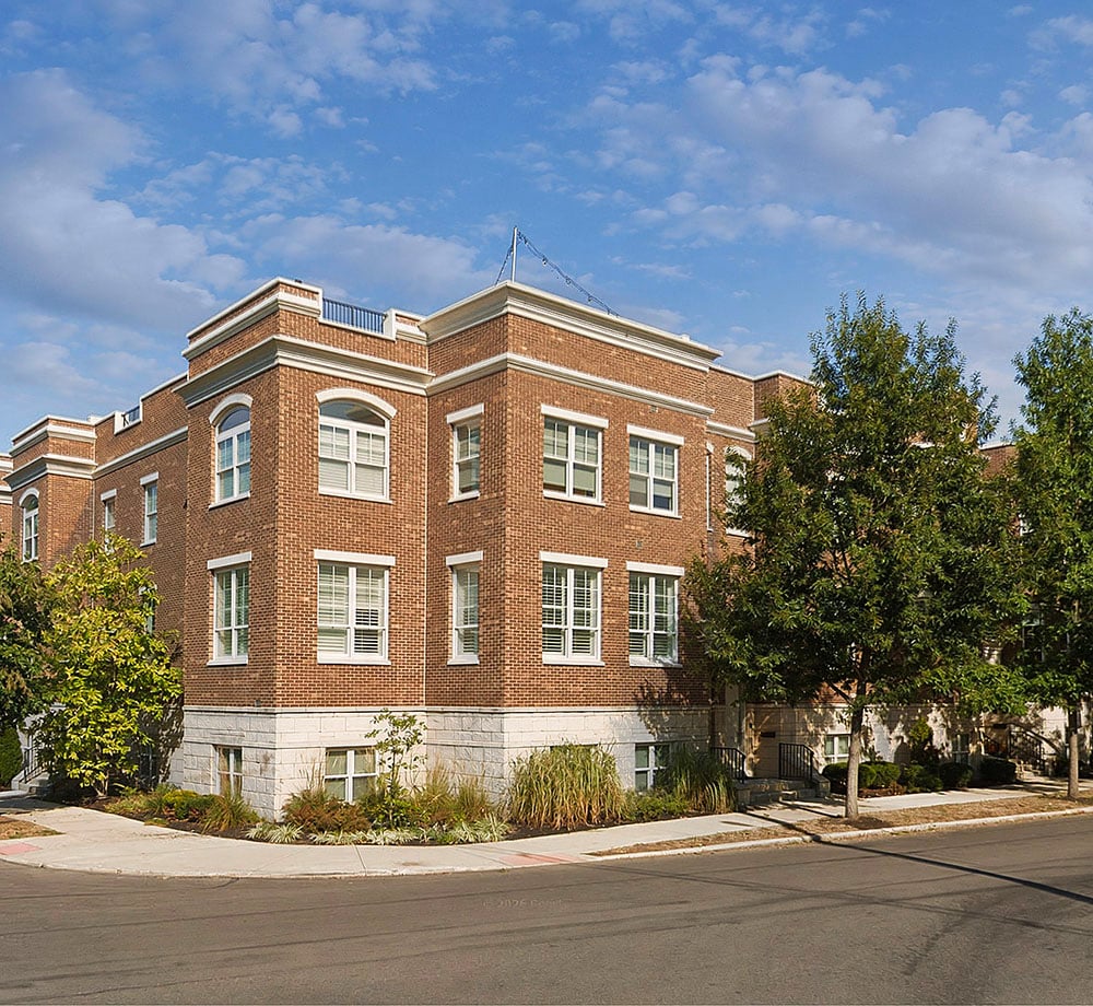 brick building on corner lot
