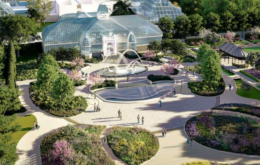an aerial rendering of the palm house