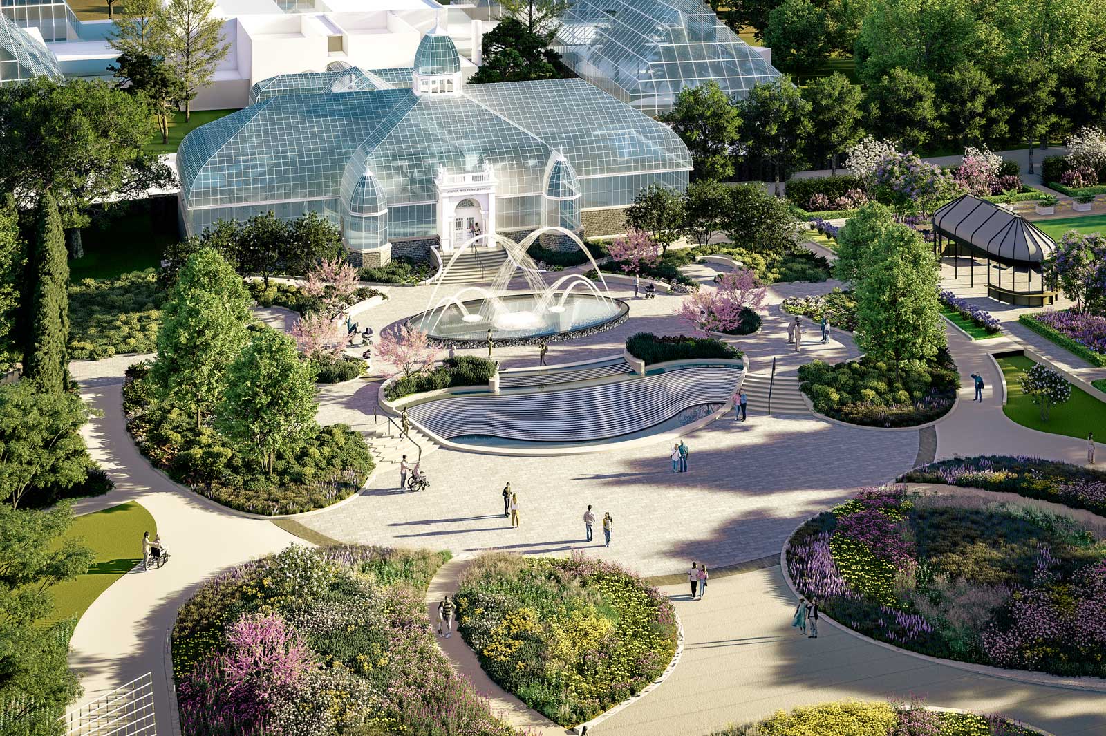 an aerial rendering of the palm house
