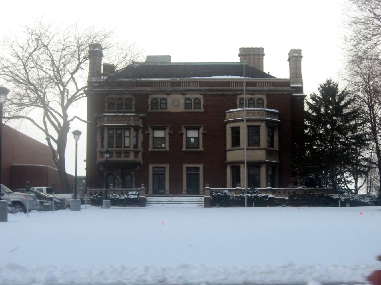 mather mansion in the snow