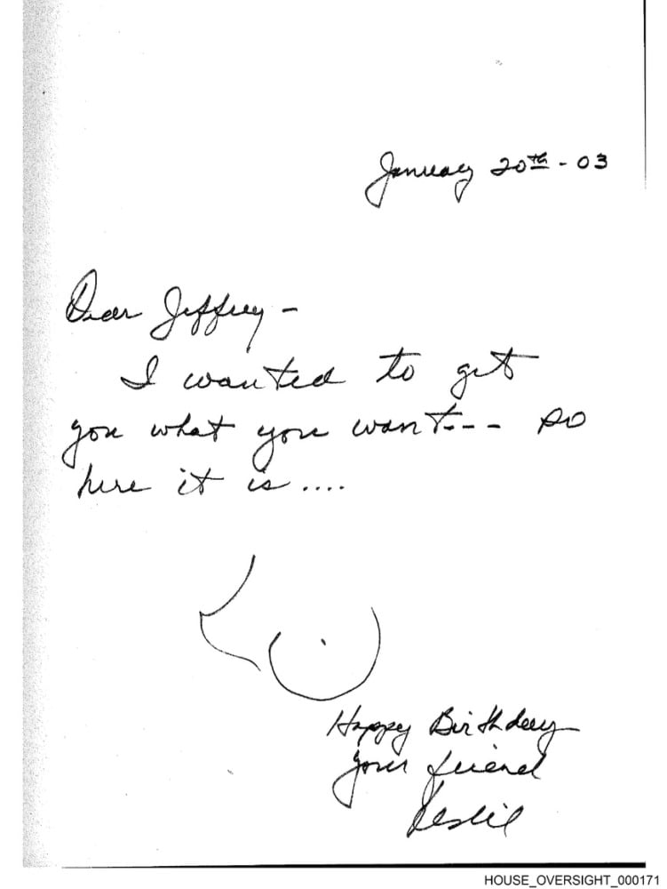 birthday note to jeffrey epstein
