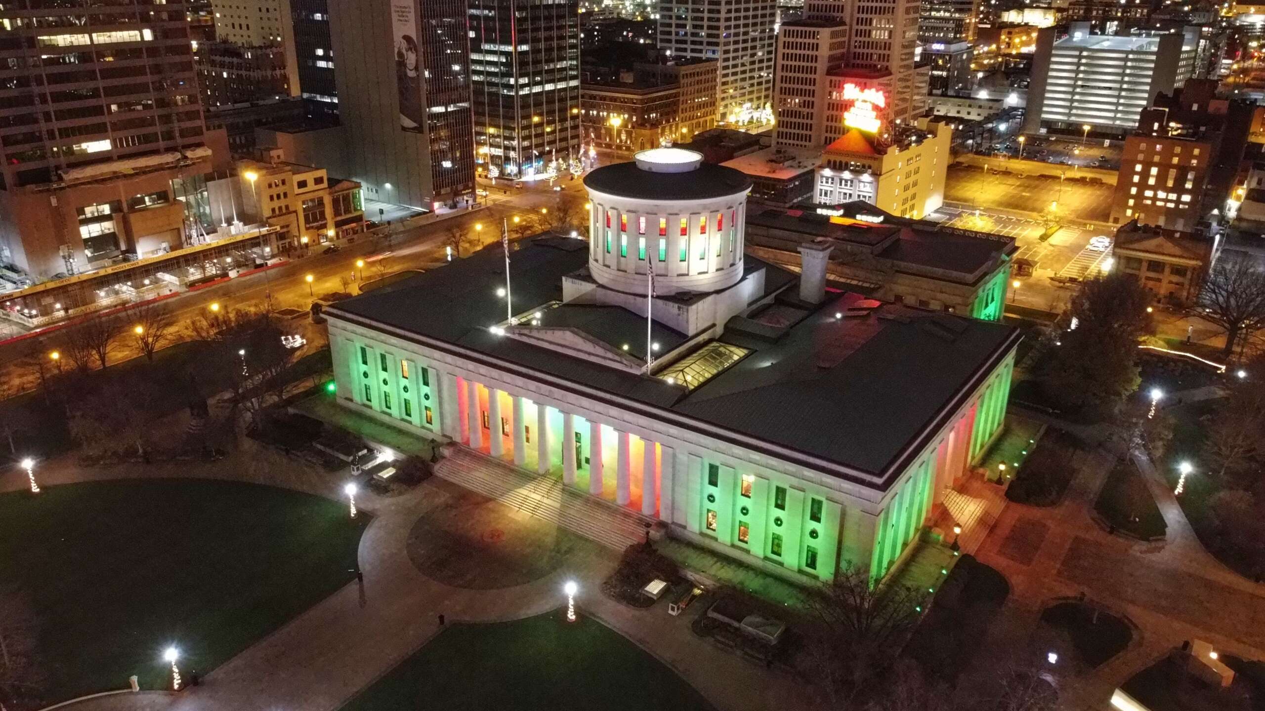 6 Hallmark-Inspired Holiday Dates Around Columbus 1 Ohio Statehouse decorated for Christmas, downtown Columbus