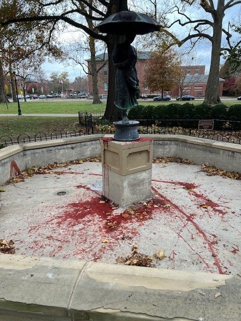 umbrella girl vandalized