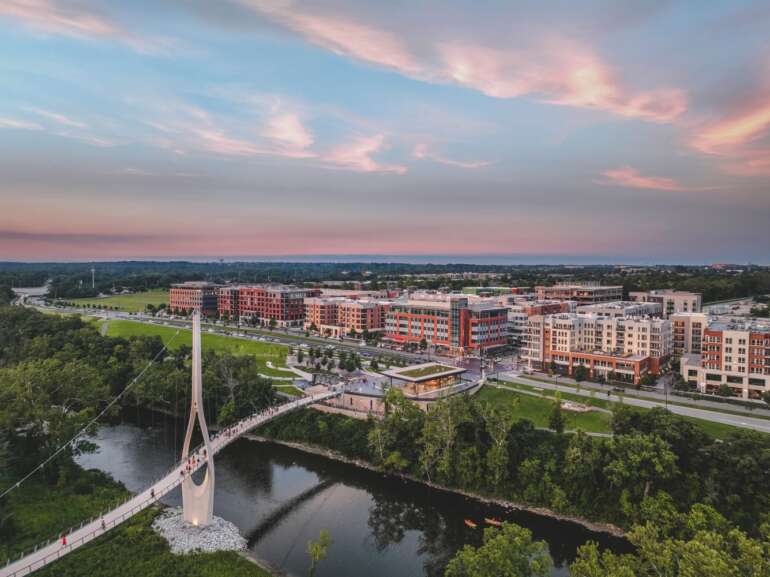 An Ohio Artist Could Create Bridge Park’s Next Big Public Artwork 3 Bridge park aerial 1