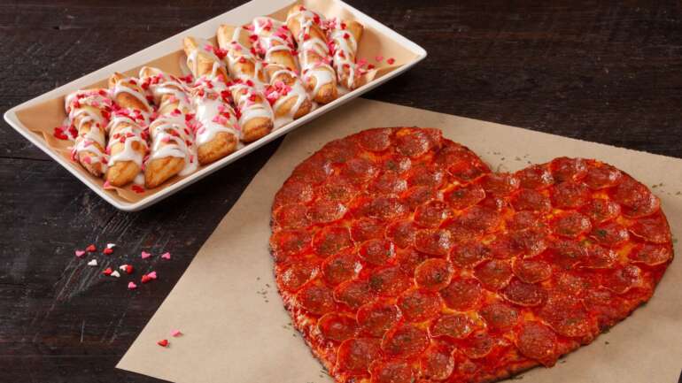 Where To Find Heart-Shaped Pizza In Columbus 1 Heart-shaped pepperoni pizza and Valentine Twists from Donatos