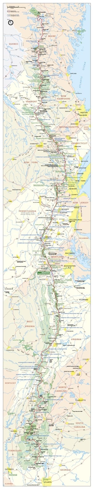 map of the Appalachian Trail