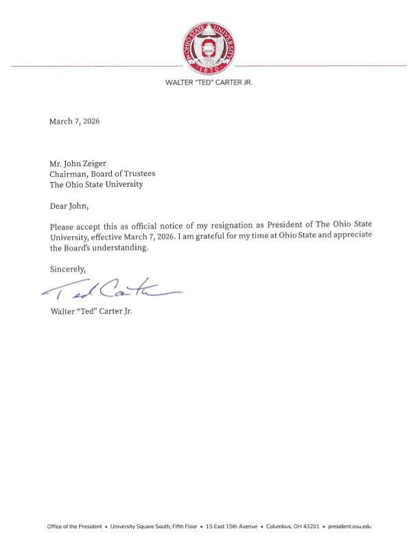ted carter resignation letter