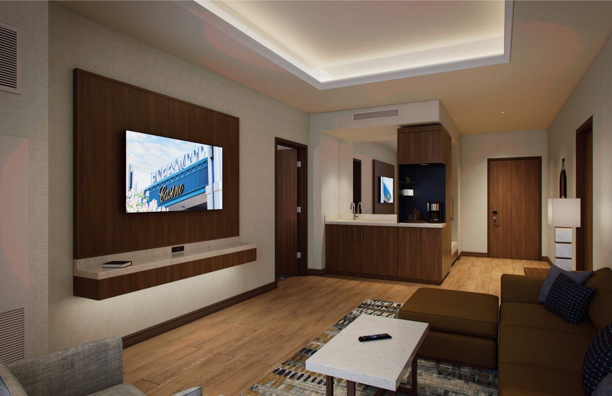 hotel room with television