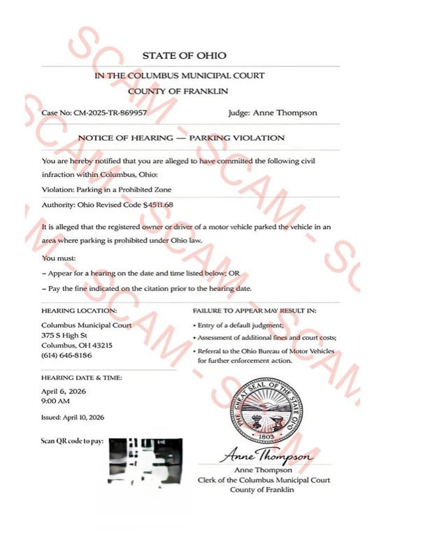 example of scam document