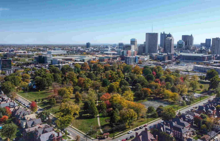 aerial view of goodale park