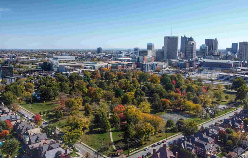 aerial view of goodale park