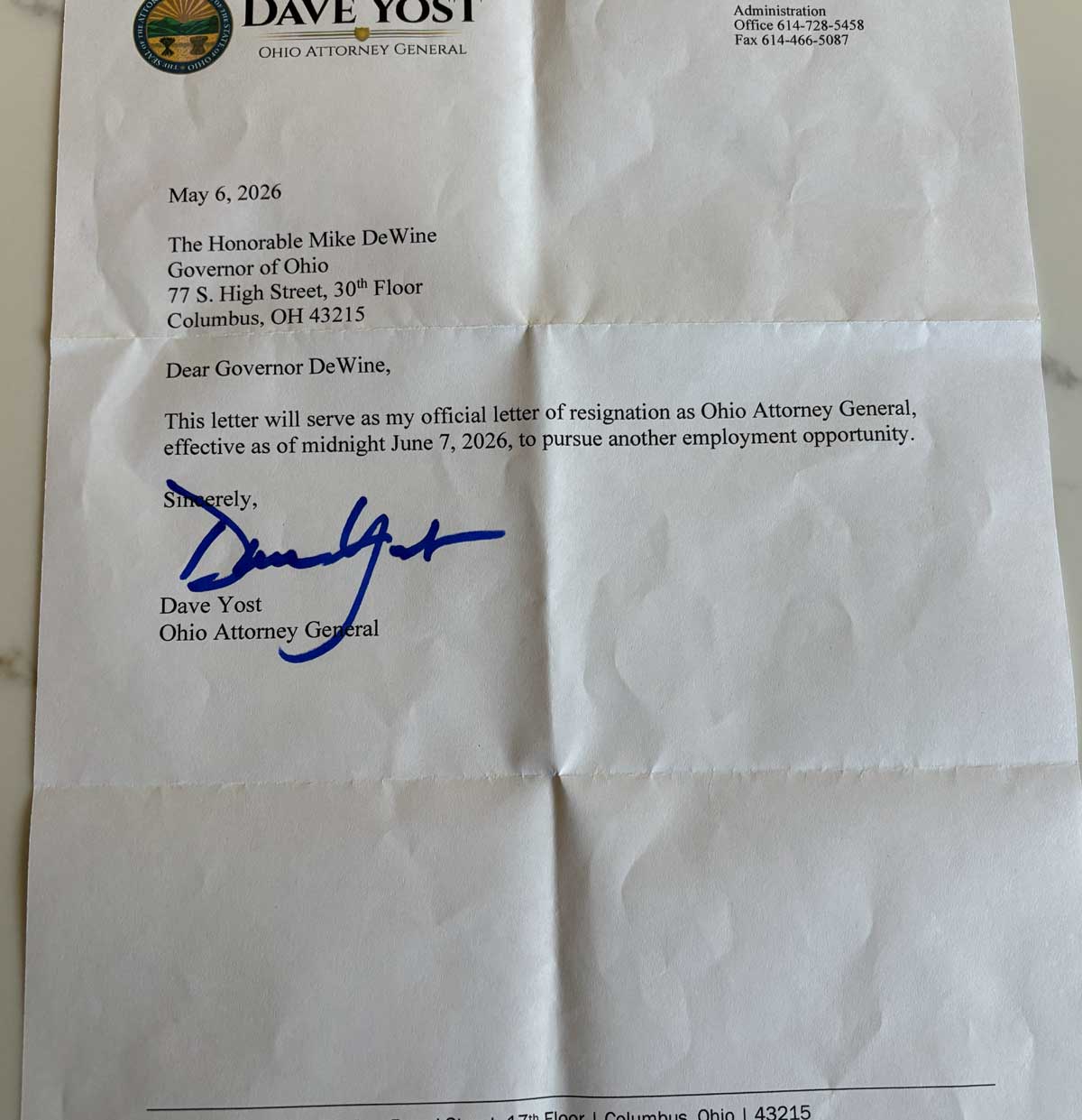resignation letter