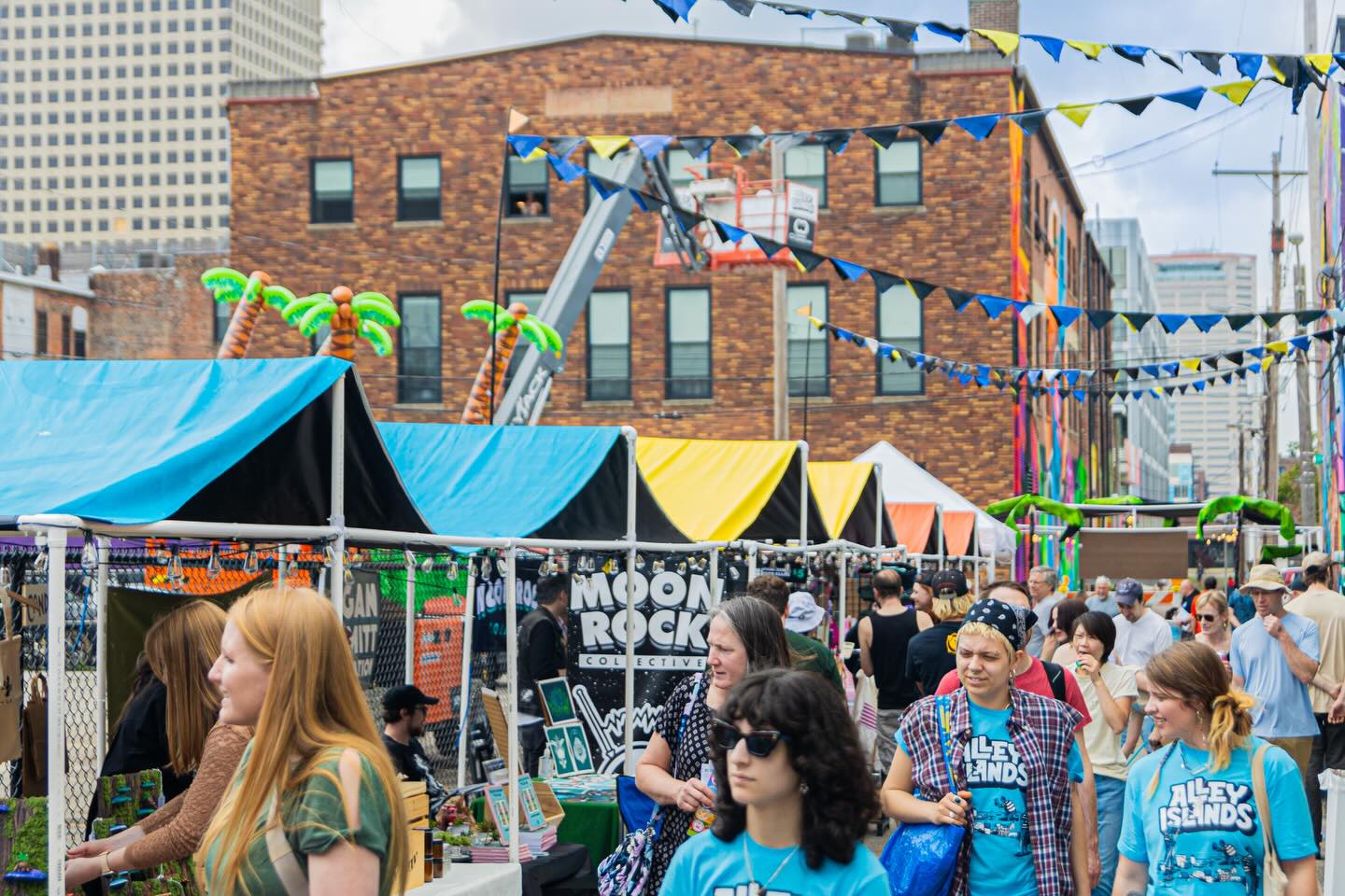 people walking at alley islands festival