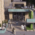 a rooftop bar at music hall renovation
