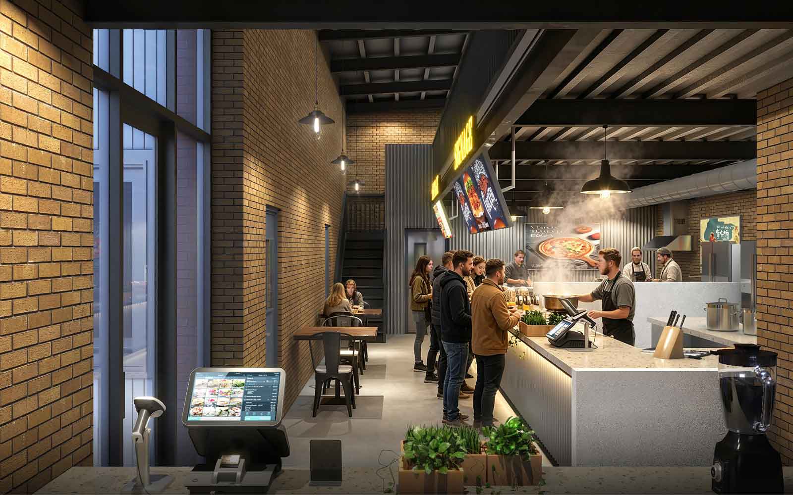 rendering of food hall