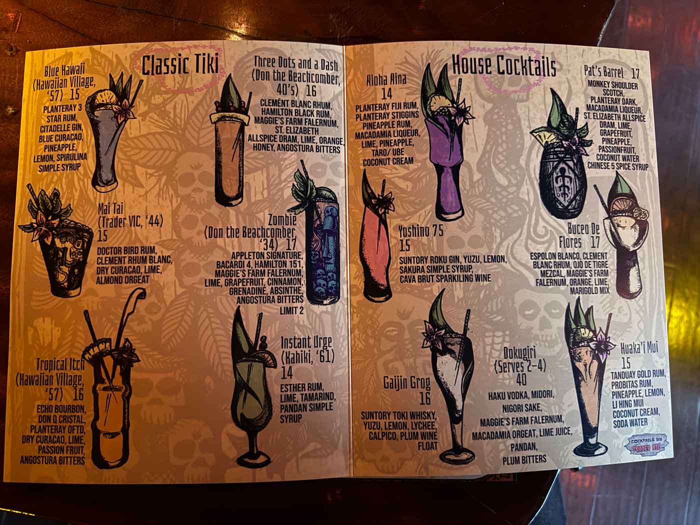 huli huli tiki lounge menu