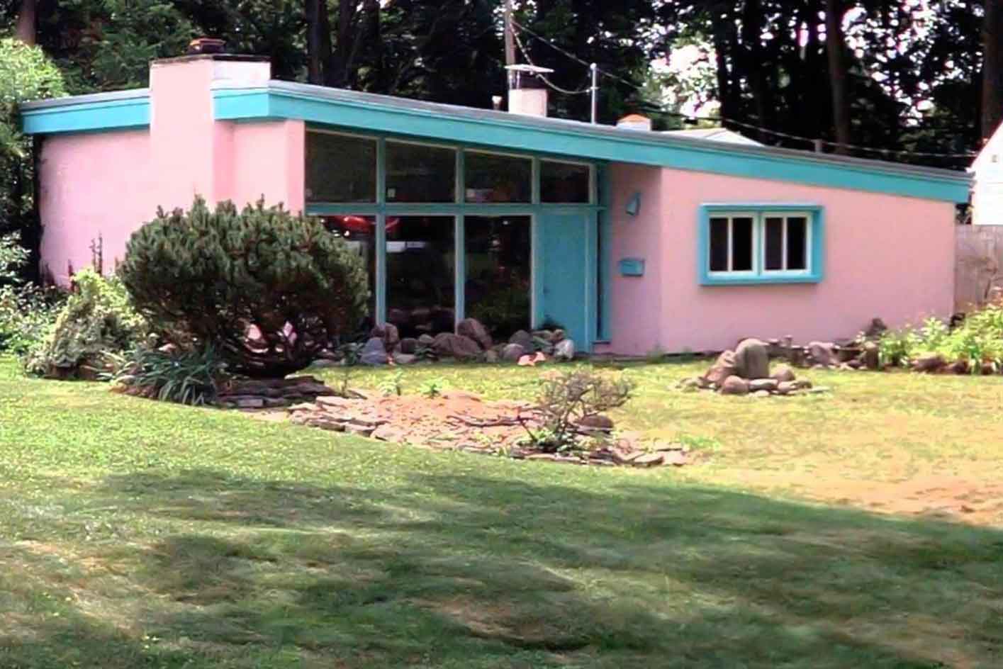 pink midcentury house