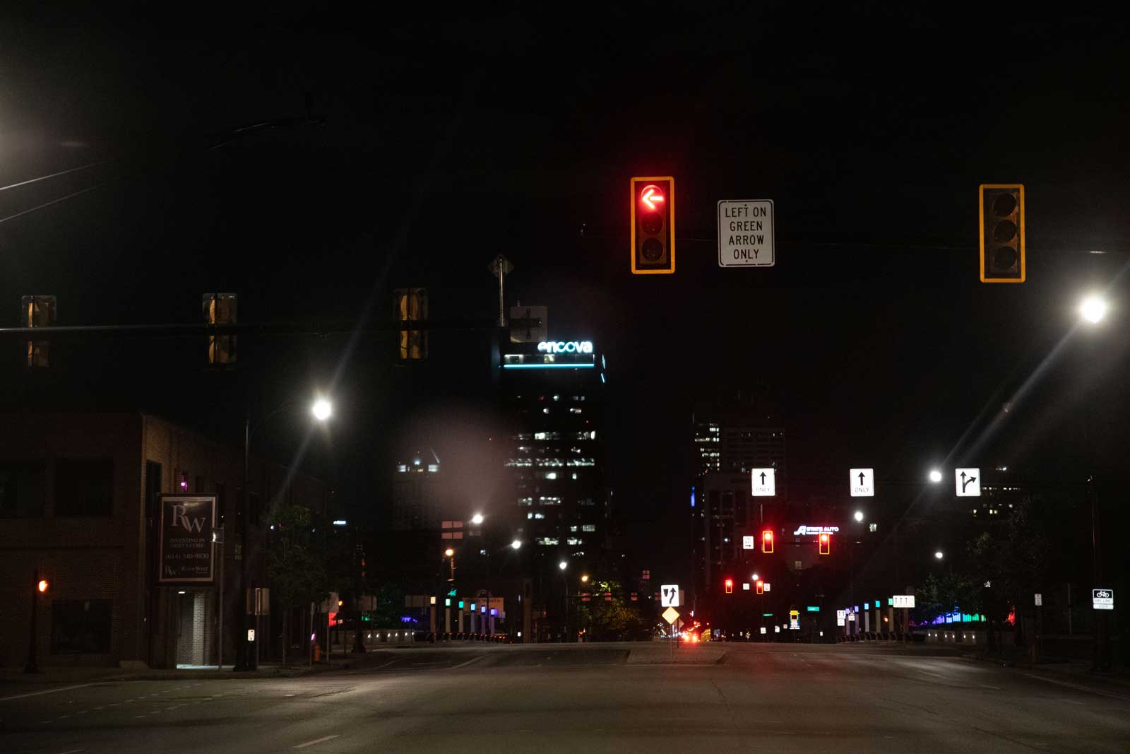 intersection at night