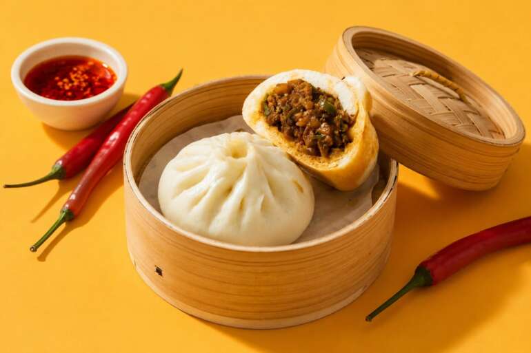 The Best New Restaurants In Columbus (August 2026) 4 bao buns in bamboo steamer