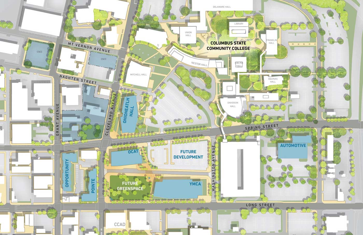 map showing new developments at columbus state community college