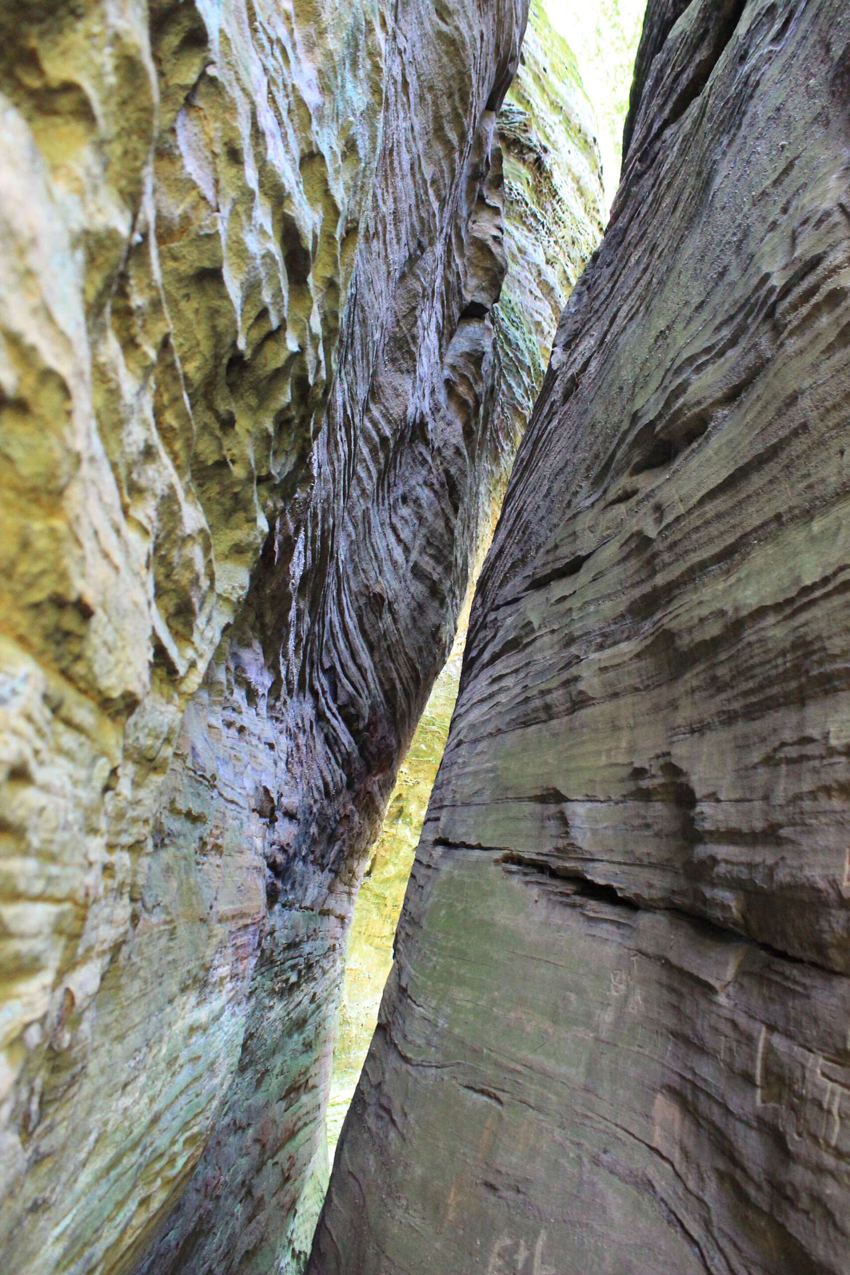 A narrow sandstone passage between rock walls at Cantwell Cliffs