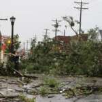 Massive Storm Leaves Columbus With Widespread Damage And Power Outages fallen tree blocking road after storm