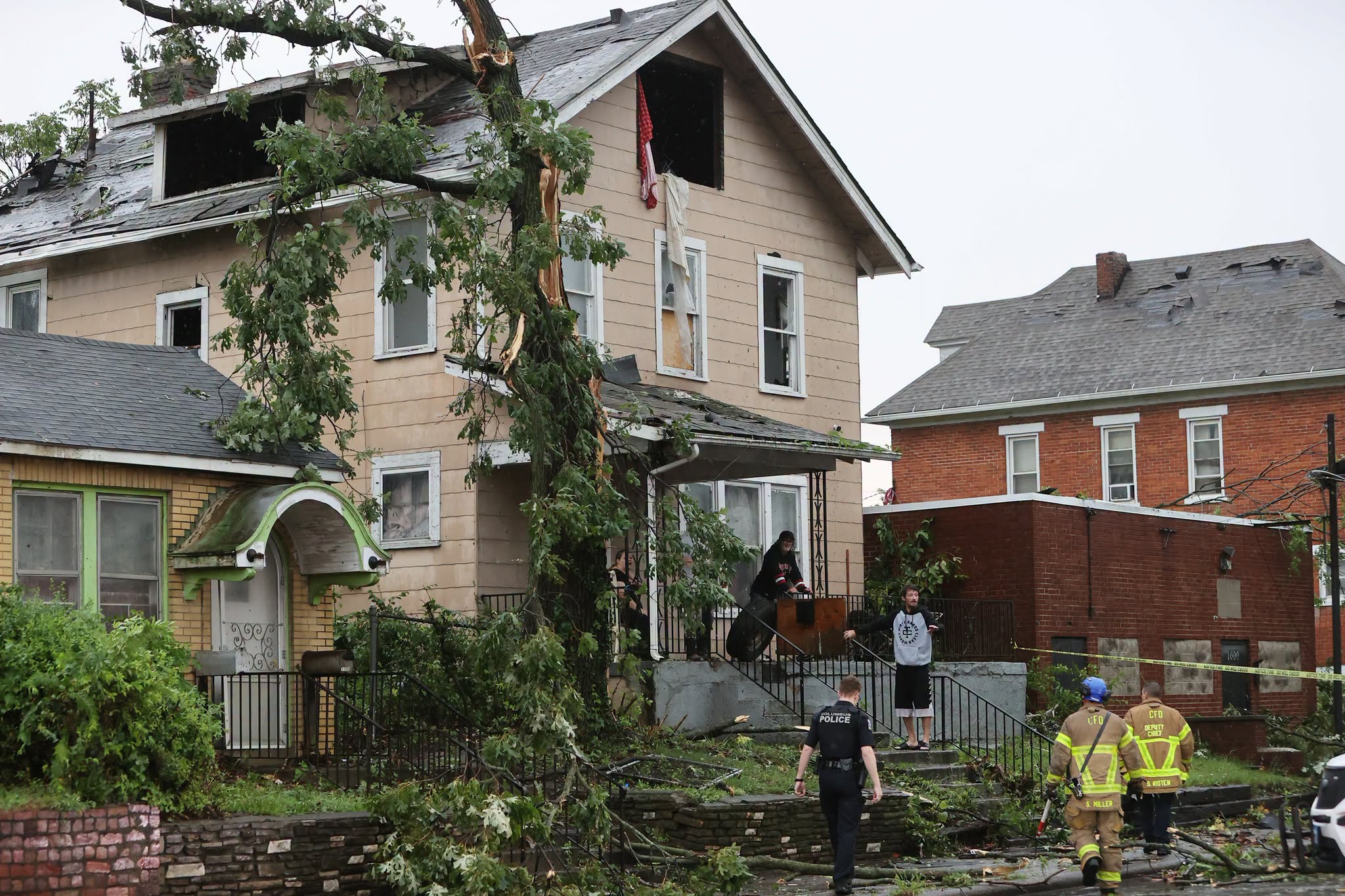 house damaged by storm in columbus