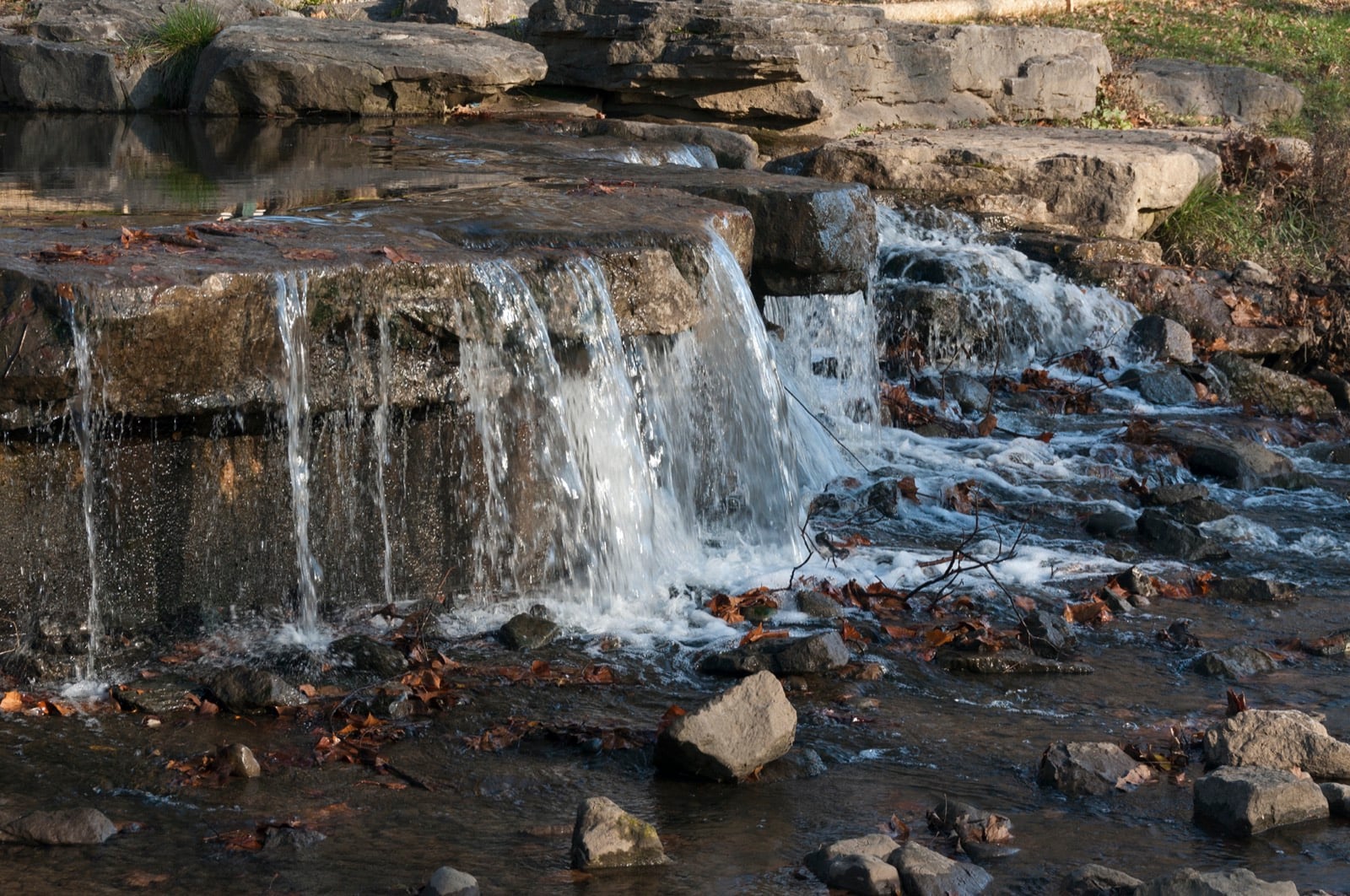 Low waterfall on Big Walnut Creek at Creekside Park in Gahanna