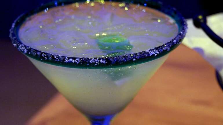 Margarita on the rocks with a salt rim