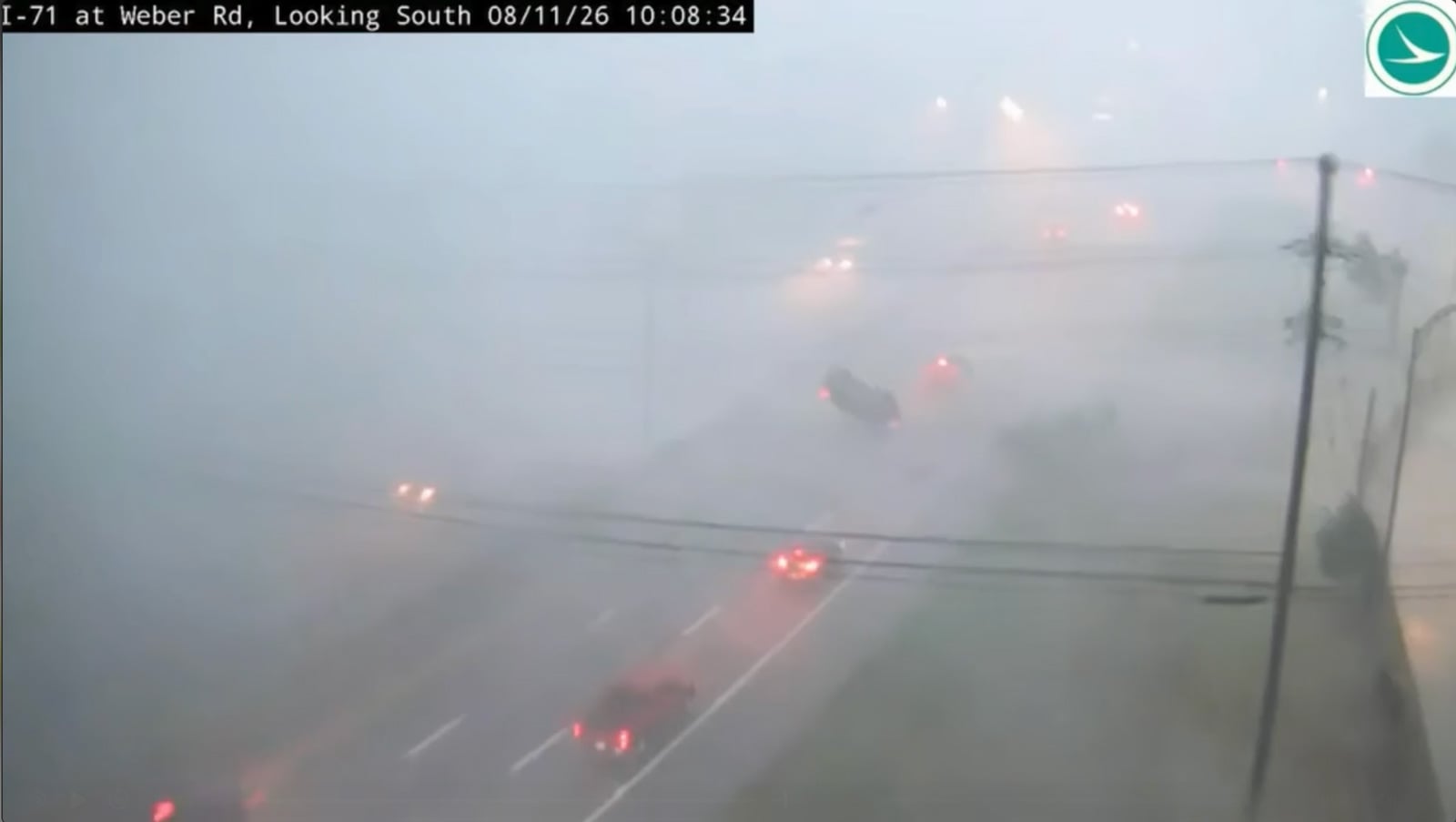 traffic cam footage showing car flipping in storm